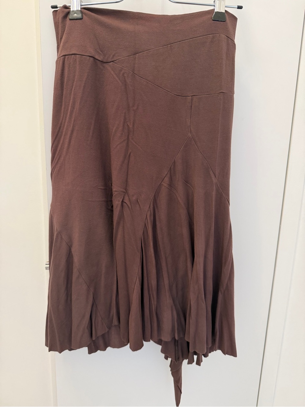 H&M Brown Asymmetrical Paneled Maxi Skirt ruffles Spanish flamingo  style